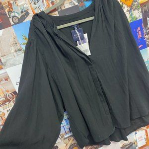 KAARI BLUE BLACK GUAZE TOP SIZE XXL NWT